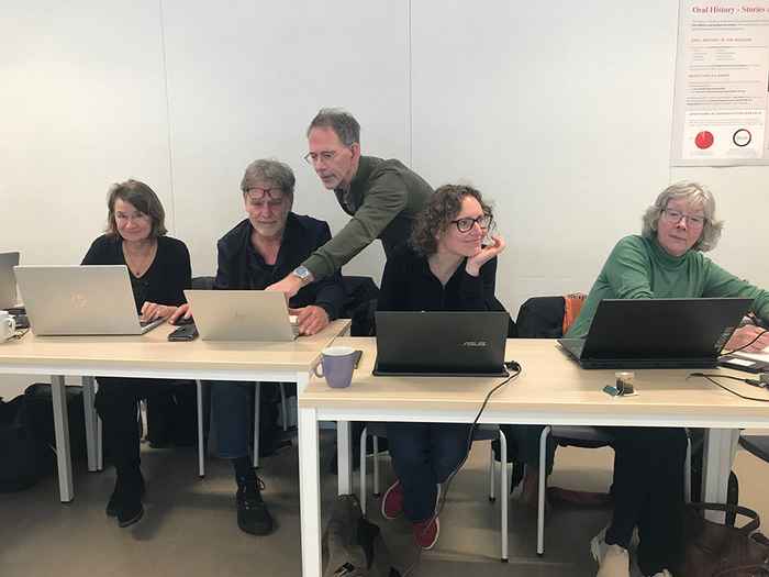 Workshop participants from the Amsterdam Museum, Kröller-Müller, and ADNG receiving instruction from Chris Baars. Photo: Sanneke Stigter