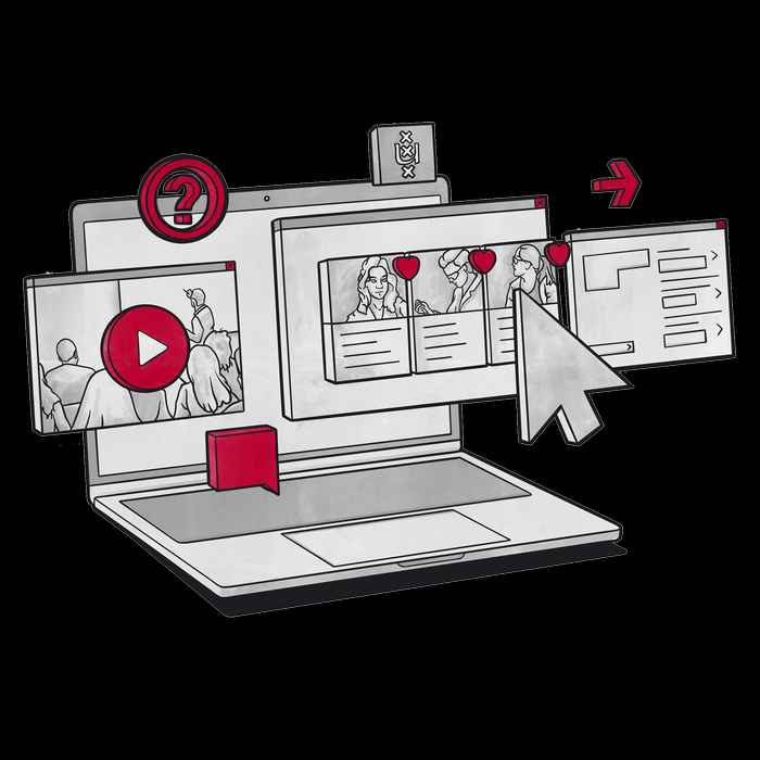 Schets van een UvA-laptop met content