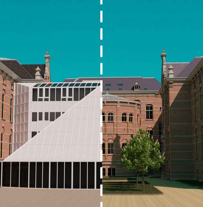 Reconstructie van gebouw BG5 in 1988 en 1913 (© 4D Research Lab)