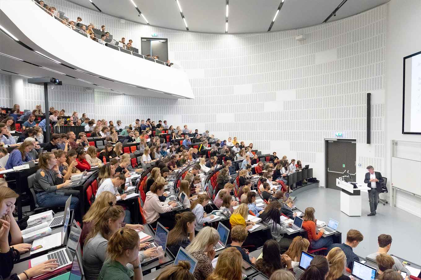 Students during an exam in an exam hall